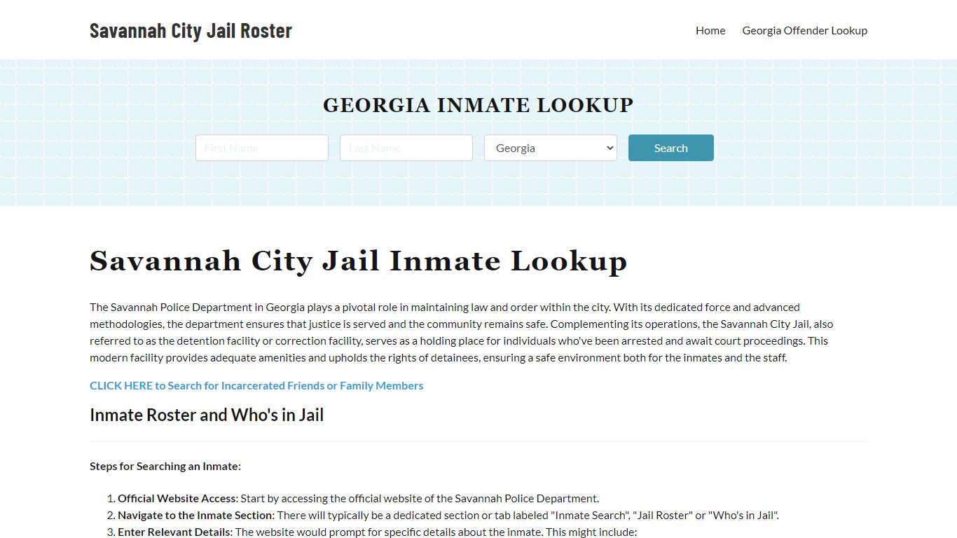 Savannah Police Department & City Jail, GA Inmate Roster, Arrests, Mugshots