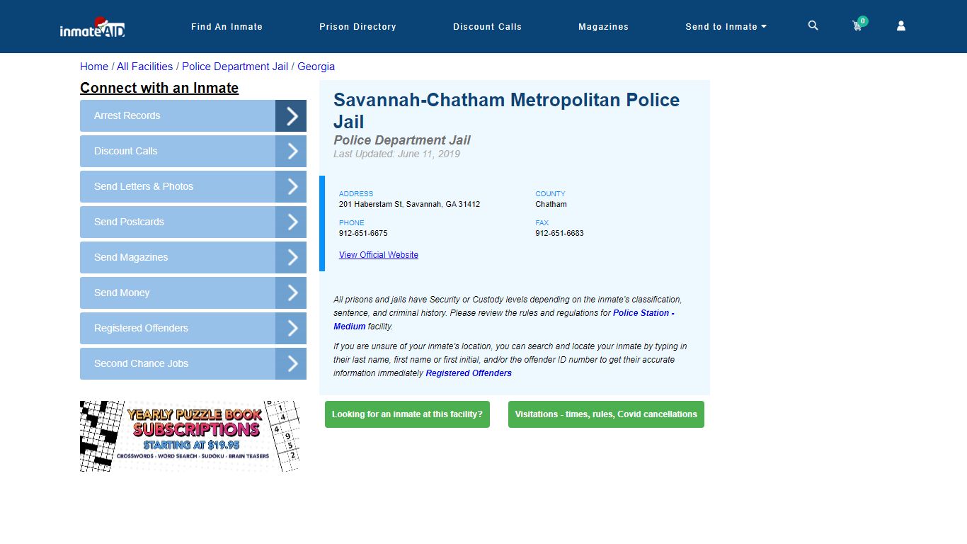 Savannah-Chatham Metropolitan Police Jail - InmateAid